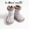 Chaussons bébé maille laine marron chinée