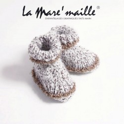 Chaussons bébé maille laine marron chinée