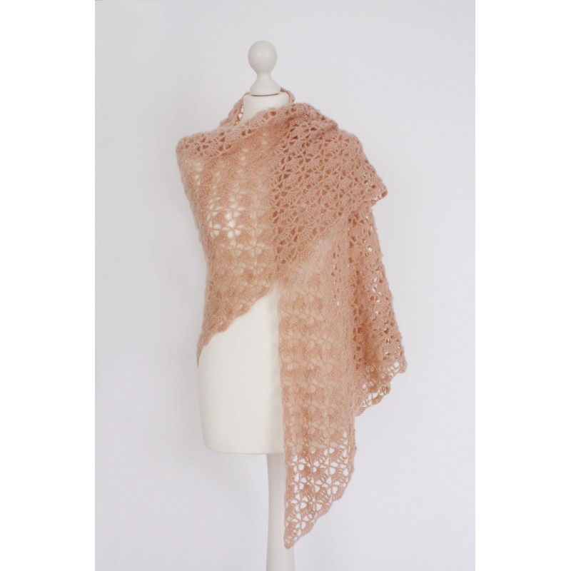 Châle XL en laine rose pour femme style romantique