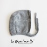 Ensemble chaussons bébé et bonnet béguin laine gris clair tricot main