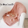 Couverture bébé 70 x 90 cm en laine 3 couleurs au choix tricot main