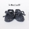 Chaussons bébé laine look sneakers grise foncé uni avec lacets
