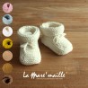 Chaussons bébé montants et unisexes laine Mérinos tricotés main 8 couleurs au choix