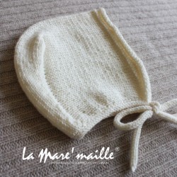 Ensemble chaussons et bonnet bébé maille laine Merinos écru