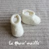 Ensemble chaussons et bonnet bébé maille laine Merinos écru