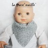 Chèche bébé en laine gris clair fait main au crochet