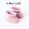 Chaussons bébé maille laine tweed shetland rose 0-3 et 3-6 mois en stock
