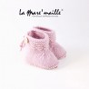 Chaussons bébé montants en maille rose taille 3-6 mois en stock