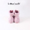Chaussons bébé montants en maille rose taille 3-6 mois en stock