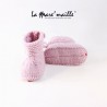 Chaussons bébé montants en maille rose taille 3-6 mois en stock