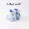 Chaussons bébé maille laine bleu ciel tailles 0-3 mois et 3-6 mois en stock