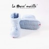 Chaussons bébé maille laine bleu ciel tailles 0-3 mois et 3-6 mois en stock