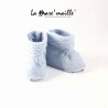 Chaussons bébé maille laine bleu ciel tailles 0-3 mois et 3-6 mois en stock