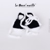 Chaussons bébé laine style basket bleu marine et blanc avec lacets en maille taille 3-6 mois en stock