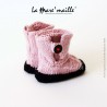 Chaussons bébé laine rose style bottes de moto taille naissance en stock