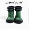 Chaussons bébé style bottes de pluie en laine verte hommage à Aigle taille 0-3 mois en stock