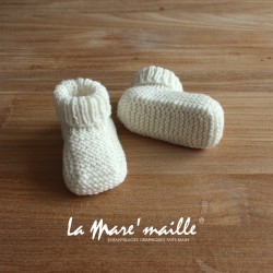 Ensemble chaussons et bonnet béguin laine Mérinos écru