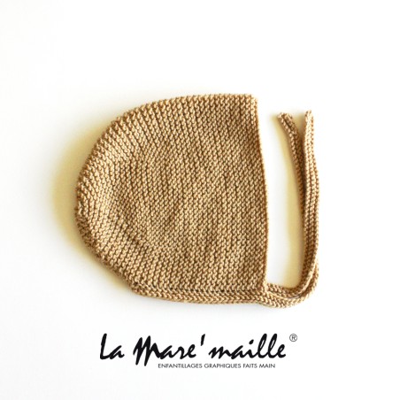 Bonnet de naissance bébé rétro en laine Mérinos orge tricot main