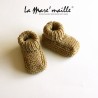 Ensemble chaussons et bonnet béguin laine Mérinos orge