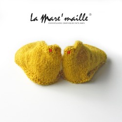 Chaussons bébé maille laine Alpaga jaune moutarde