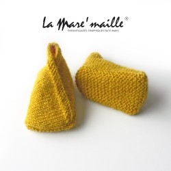 Chaussons bébé maille laine Alpaga jaune moutarde