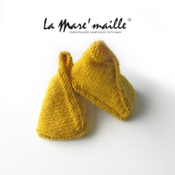 Chaussons bébé maille laine Alpaga jaune moutarde