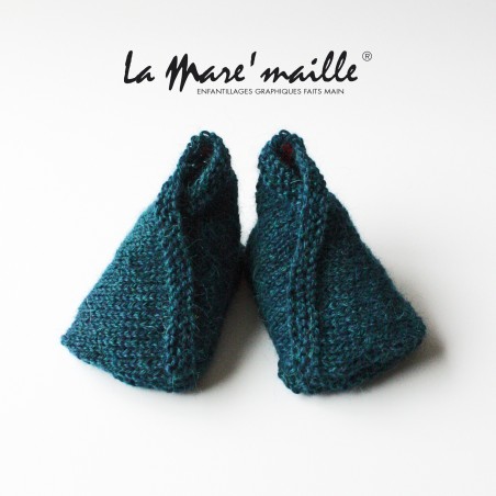 Chaussons bébé maille laine Alpaga bleu