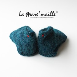 Chaussons bébé maille laine Alpaga bleu