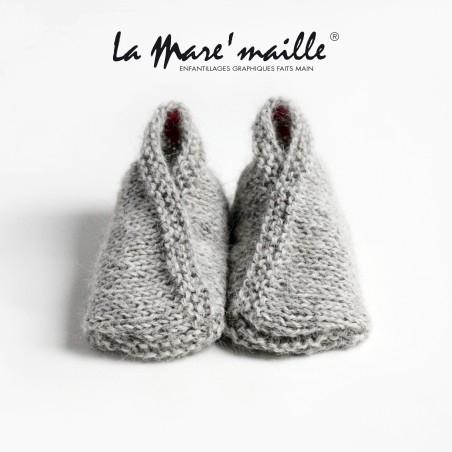 Chaussons bébé maille laine Alpaga gris