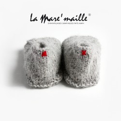 Chaussons bébé maille laine Alpaga gris