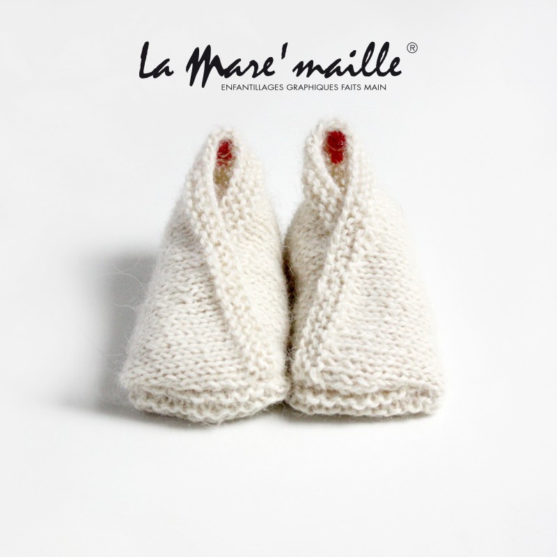 Chaussons bébé maille laine Alpaga beige