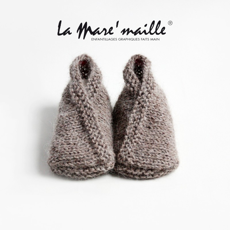 Chaussons bébé maille laine Alpaga taupe
