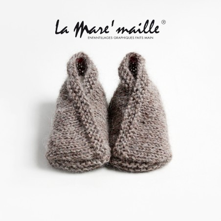 Chaussons bébé maille laine Alpaga taupe