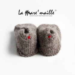 Chaussons bébé maille laine Alpaga taupe