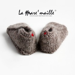 Chaussons bébé maille laine Alpaga taupe