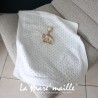 Couverture bébé en laine blanche tricotée main plusieurs couleurs au choix