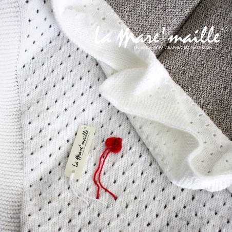 Couverture bébé en laine blanche tricotée main plusieurs couleurs au choix