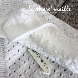 Couverture bébé en laine blanche tricotée main plusieurs couleurs au choix