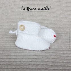 Chaussons bébé maille laine blanche